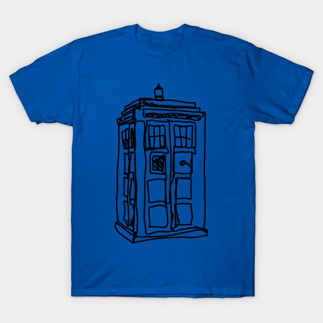 Bad Line Art Tardis T-Shirt by CatsandBats